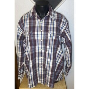 Wrangler Heavy Cotton Shirt‎ Plaid Pearl Snaps 18.5x36